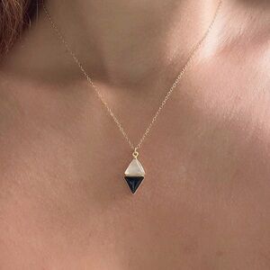 Selenite and Black Tourmaline Pendant Necklace